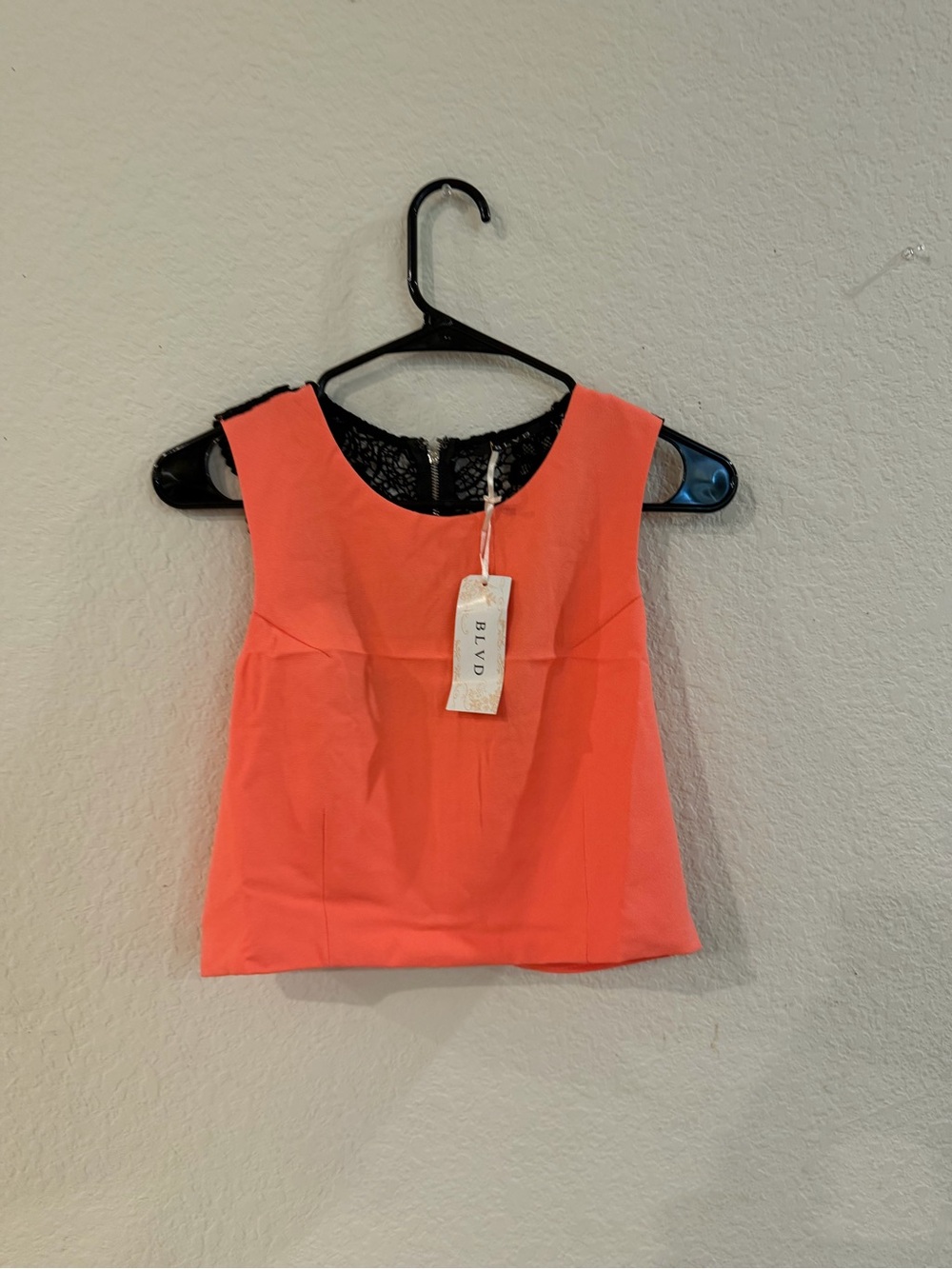BLVD Coral-Orange Lace Back Sleeveless Top